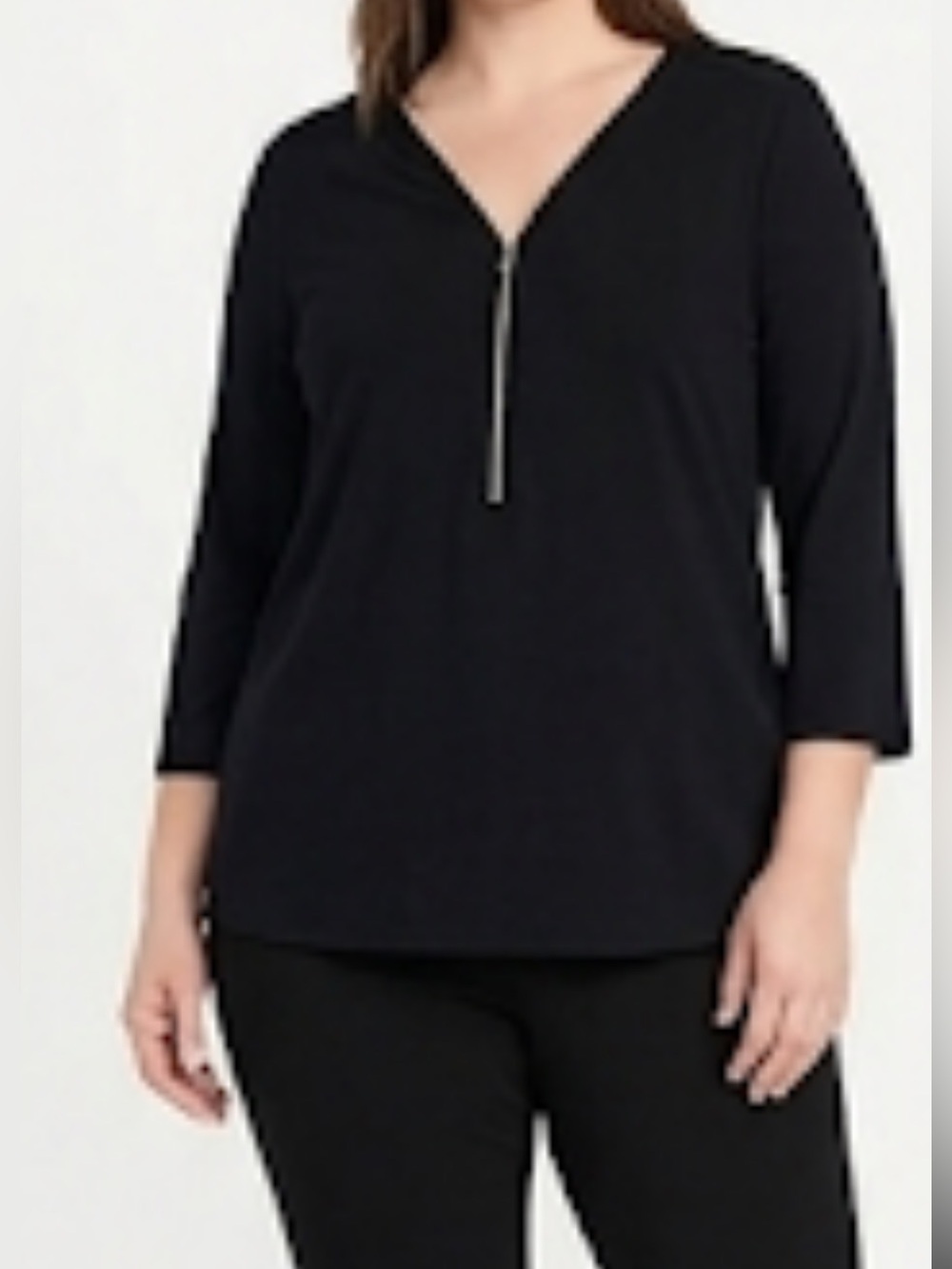 K & C long sleeve black zip neck detail top size S
